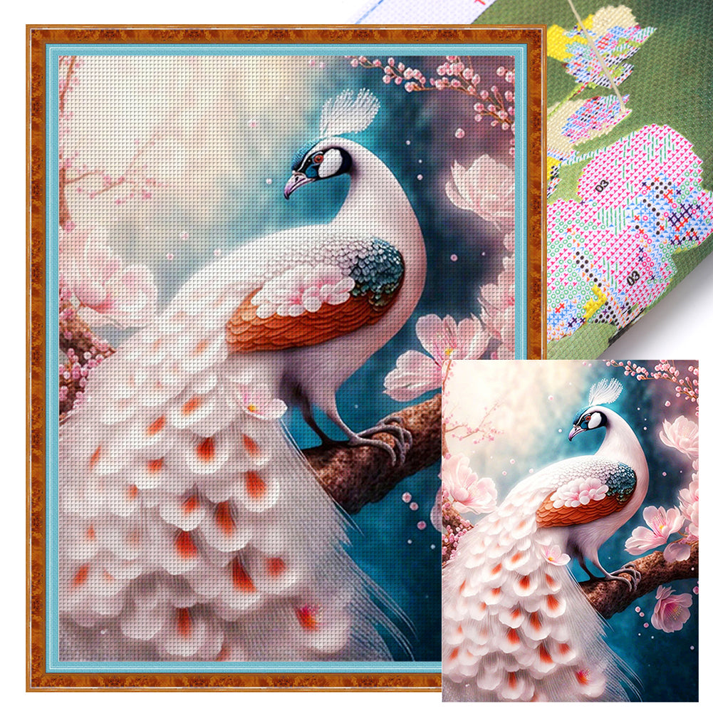 White Peacock - 16CT Stamped Cross Stitch 50*65CM