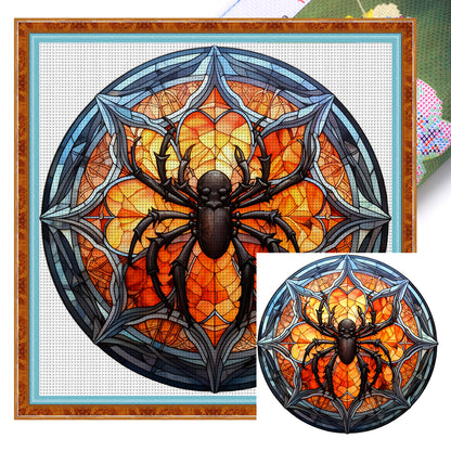 Glass Painting-Spider - 18CT Stamped Cross Stitch 25*25CM