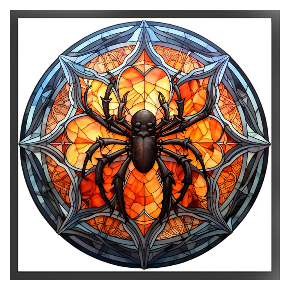 Glass Painting-Spider - 18CT Stamped Cross Stitch 25*25CM