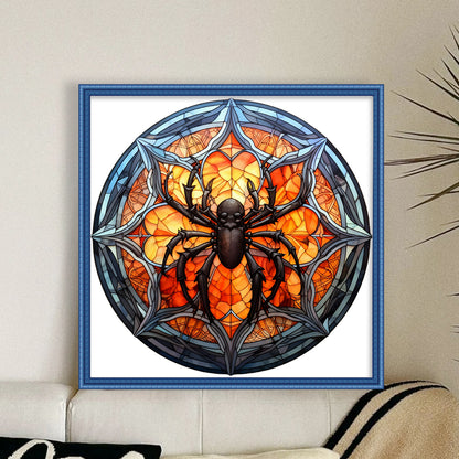 Glass Painting-Spider - 18CT Stamped Cross Stitch 25*25CM