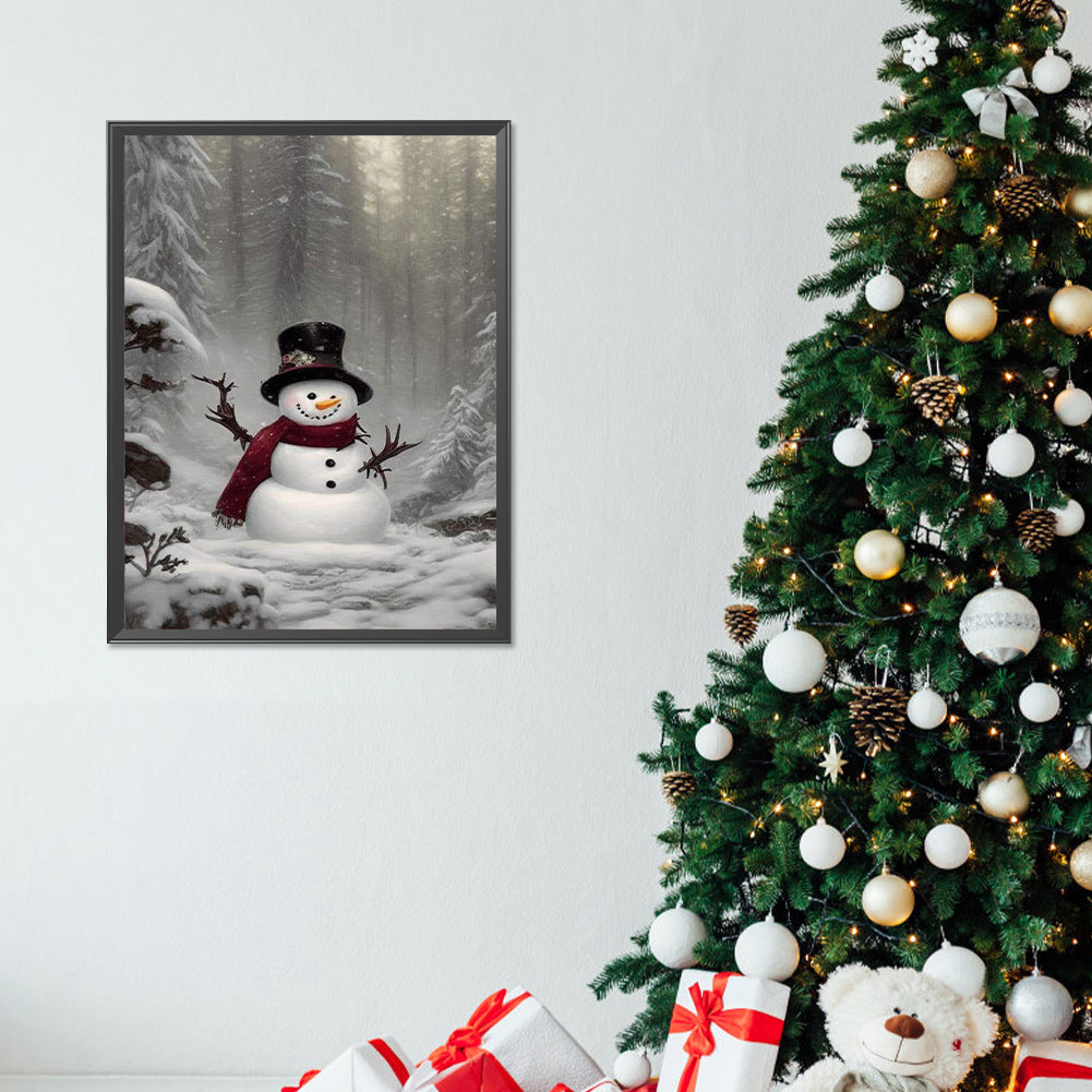 Snowy Snowman - Full Round Drill Diamond Painting 30*40CM