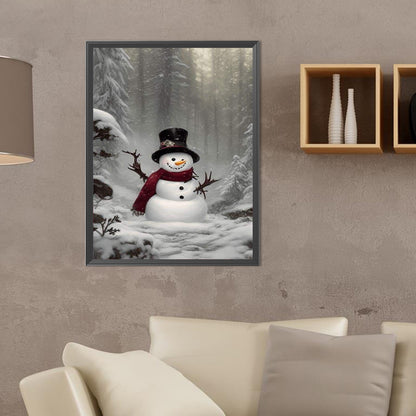 Snowy Snowman - Full Round Drill Diamond Painting 30*40CM