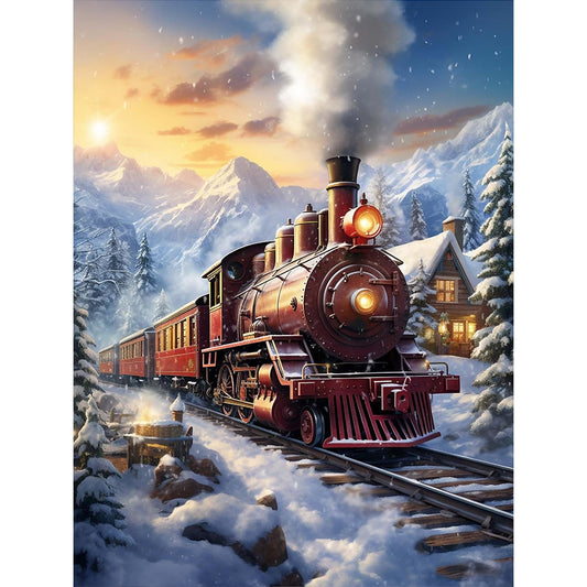 Snow Train - Full Round Drill Diamond Painting 30*40CM