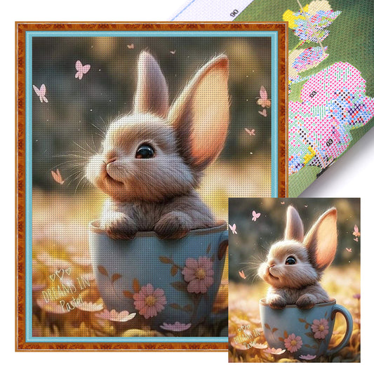 Rabbit In Teacup - 11CT Stamped Cross Stitch 40*50CM