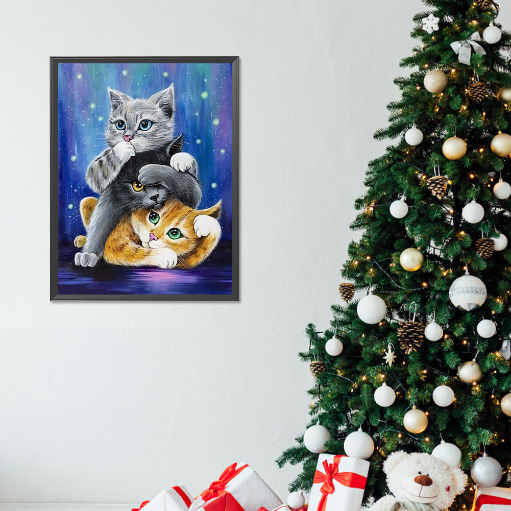 Cat Mischief - Full Round Drill Diamond Painting 30*40CM