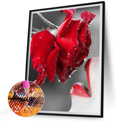 Flaming Red Lips - Full Round Drill Diamond Painting 30*40CM