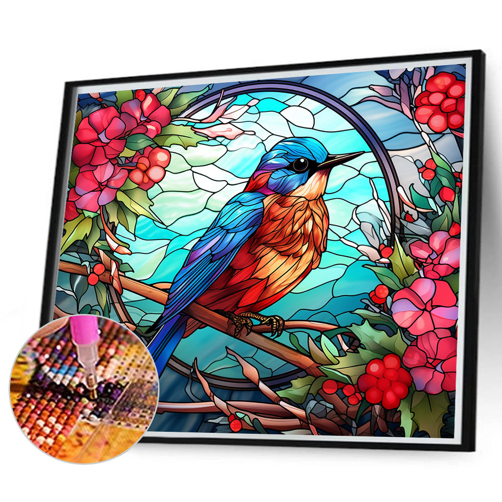 Glass Painting Bird - Full Round Drill Diamond Painting 35*30CM