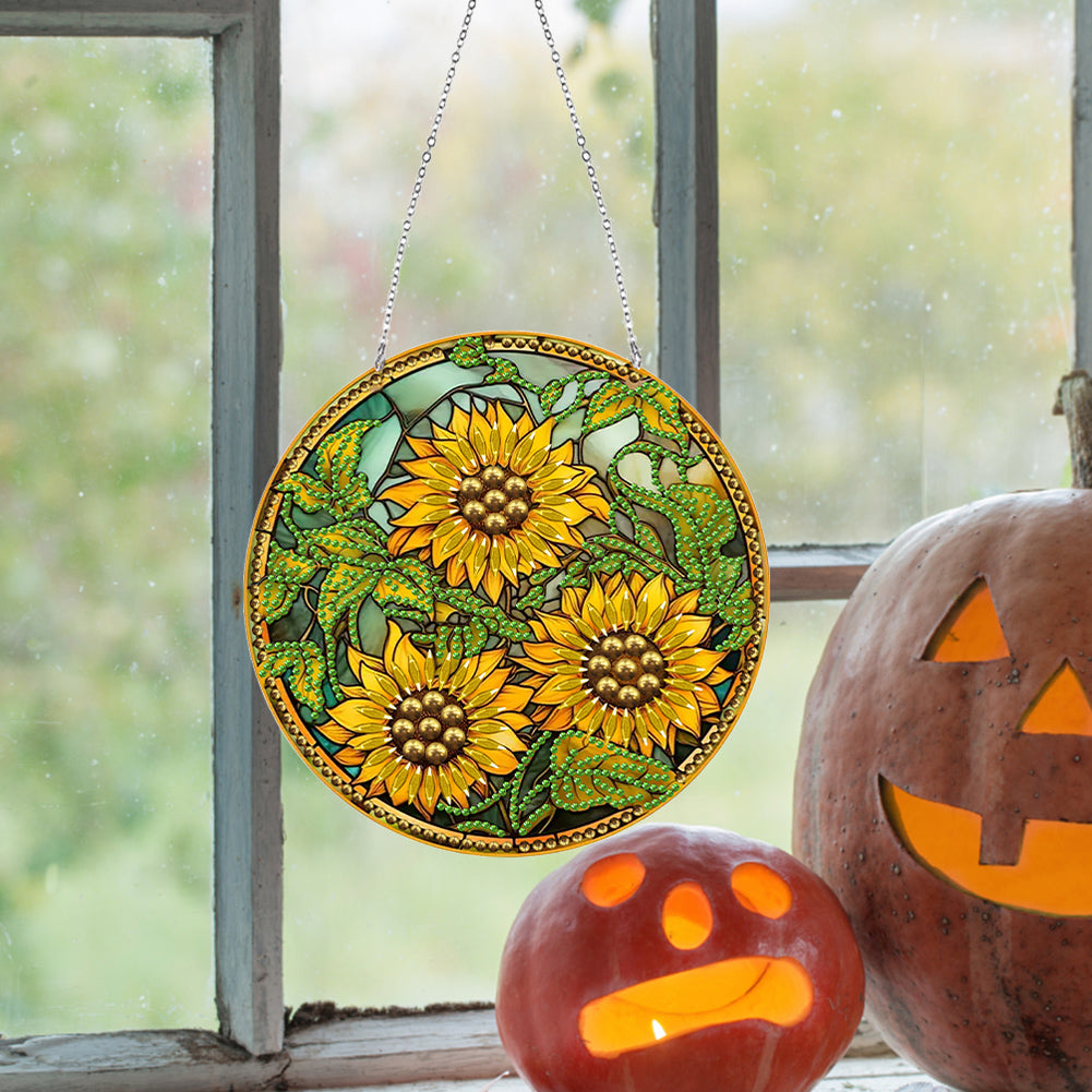 Suncatcher Double Sided Diamond Painting Hanging Decor (Sunflower #6)