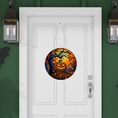 Suncatcher Double Sided Jack O Lantern Diamond Painting Hanging Decor with Chain