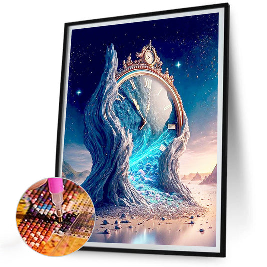 Beach Fantasy Clock - Full Round Drill Diamond Painting 30*40CM