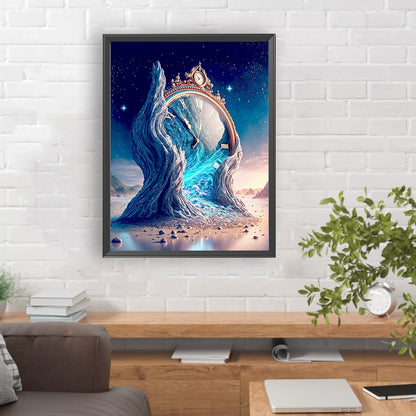 Beach Fantasy Clock - Full Round Drill Diamond Painting 30*40CM