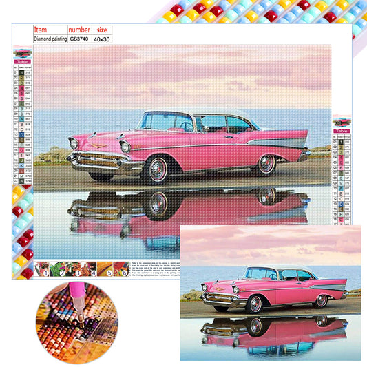 Pink Sports Car - Full Square Drill Diamond Painting 40*30CM