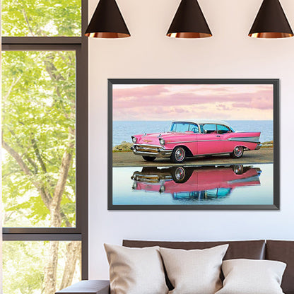 Pink Sports Car - Full Square Drill Diamond Painting 40*30CM