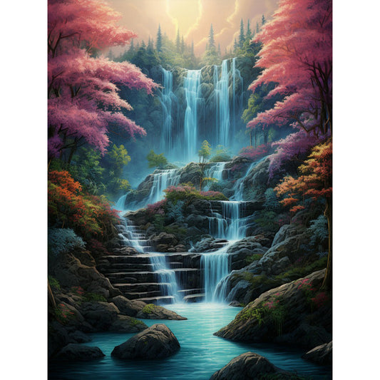 Waterfall View - Full Round Drill Diamond Painting 30*40CM