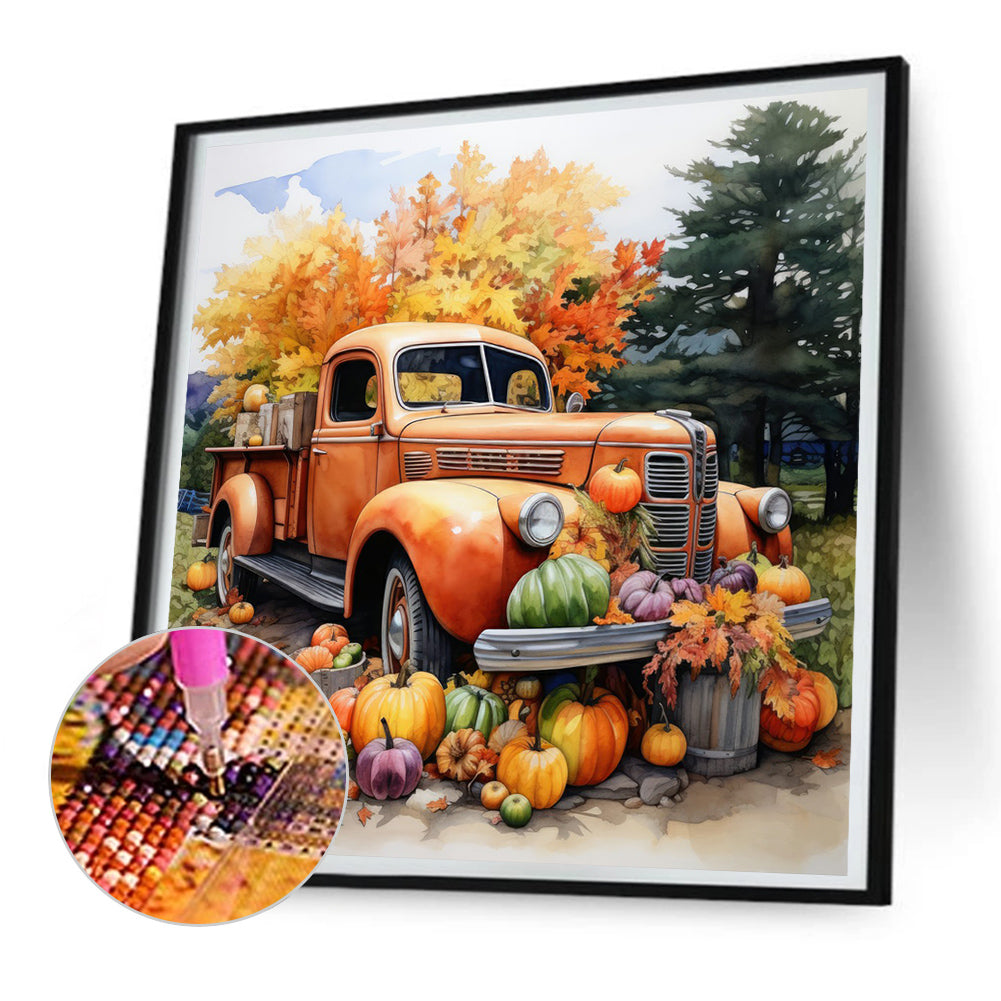 Pumpkin Classic Car - Full Round Drill Diamond Painting 30*30CM