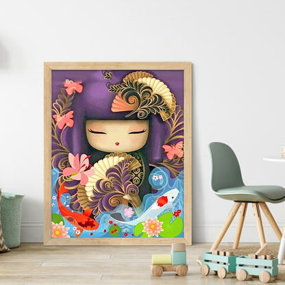 Japanese Girl - 11CT Stamped Cross Stitch 40*50CM