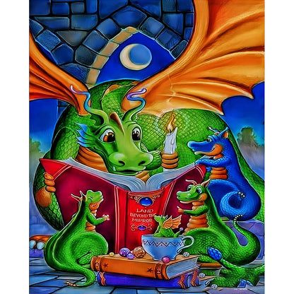 Dinosaur Reading A Book - Full Round Drill Diamond Painting 40*50CM