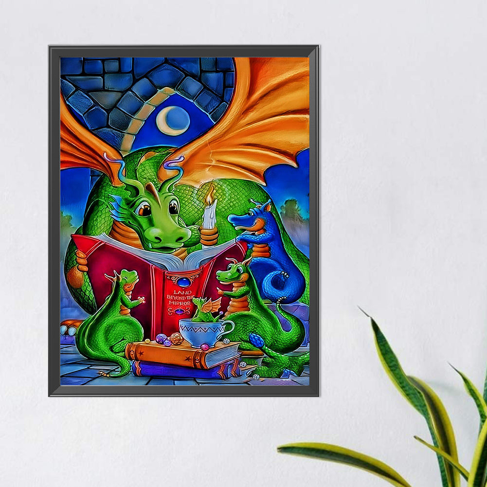 Dinosaur Reading A Book - Full Round Drill Diamond Painting 40*50CM