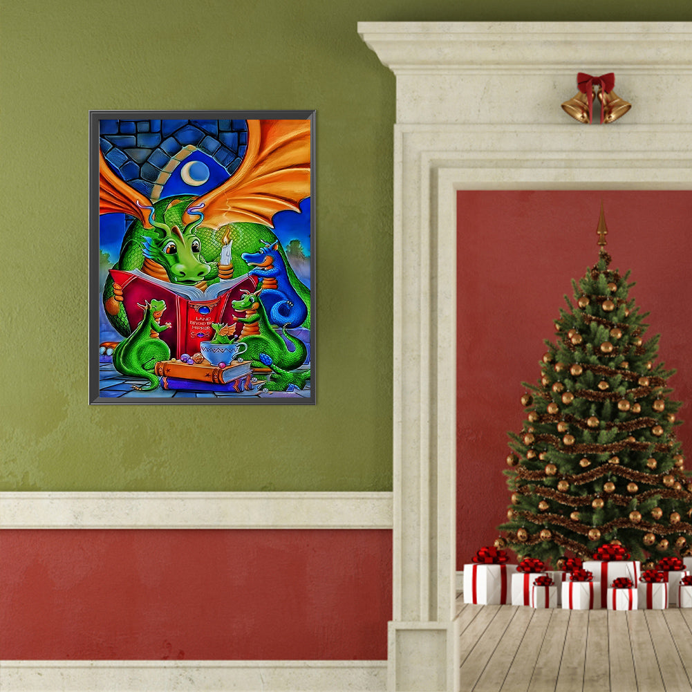 Dinosaur Reading A Book - Full Round Drill Diamond Painting 40*50CM