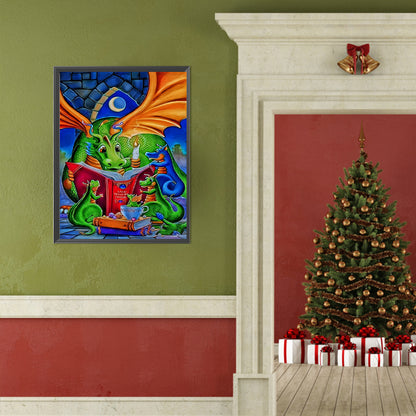 Dinosaur Reading A Book - Full Round Drill Diamond Painting 40*50CM