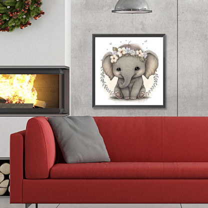 Cute Baby Elephant - Full Round Drill Diamond Painting 30*30CM