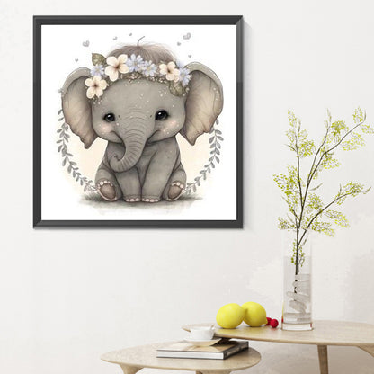 Cute Baby Elephant - Full Round Drill Diamond Painting 30*30CM