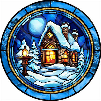 Round Christmas Cottage - Full Round Drill Diamond Painting 30*30CM