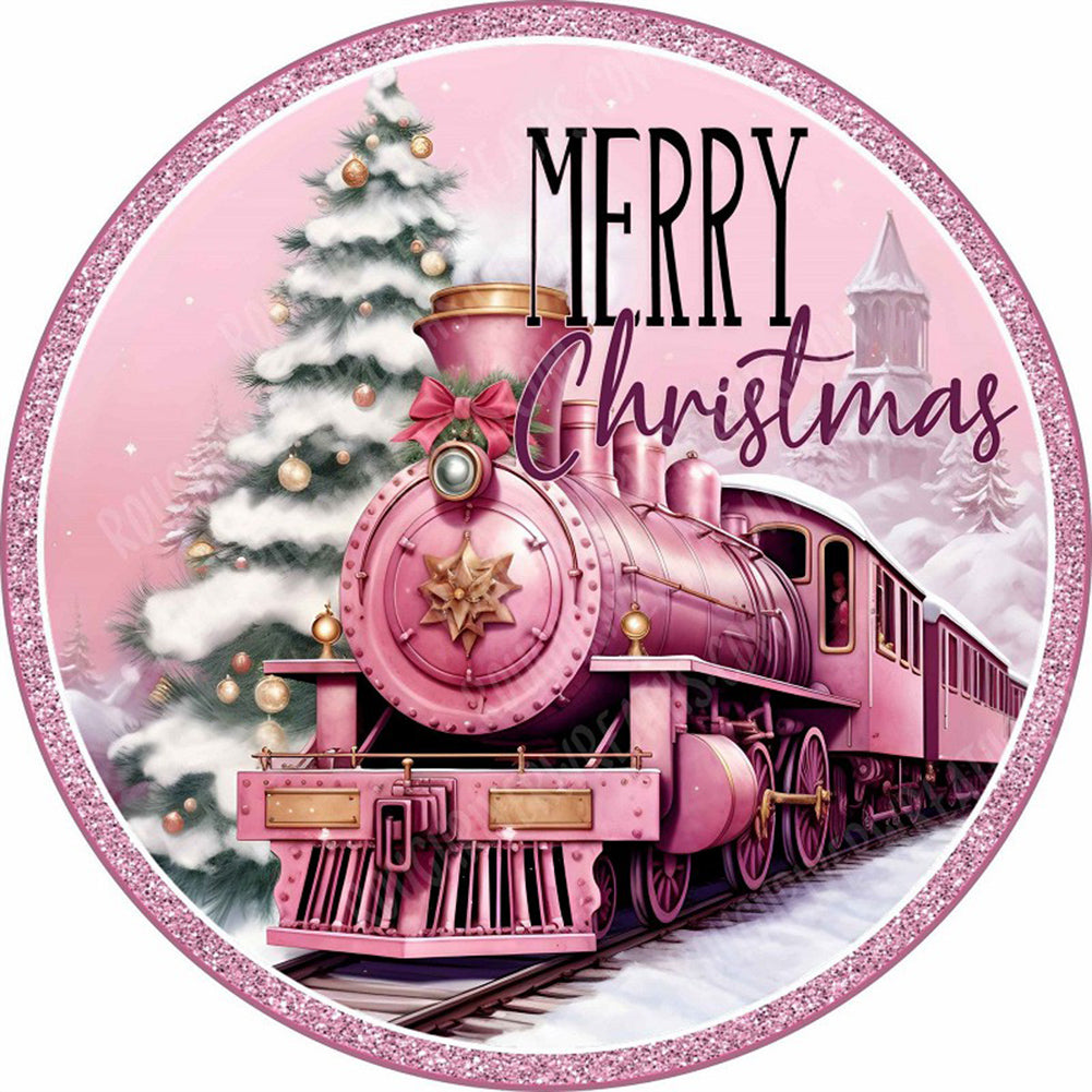 Round Sign Christmas Train - Full Round Drill Diamond Painting 30*30CM