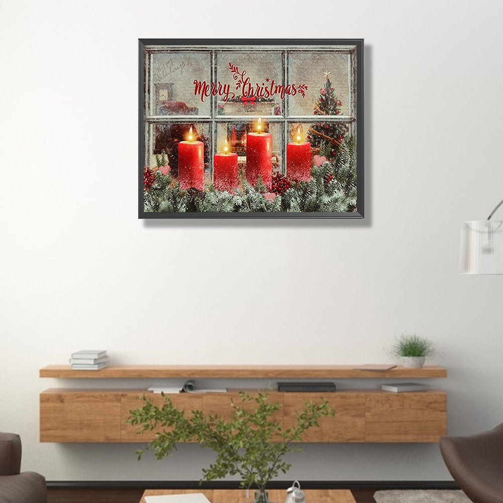 Christmas Candles - Full AB Dril Round Diamond Painting 50*40CM