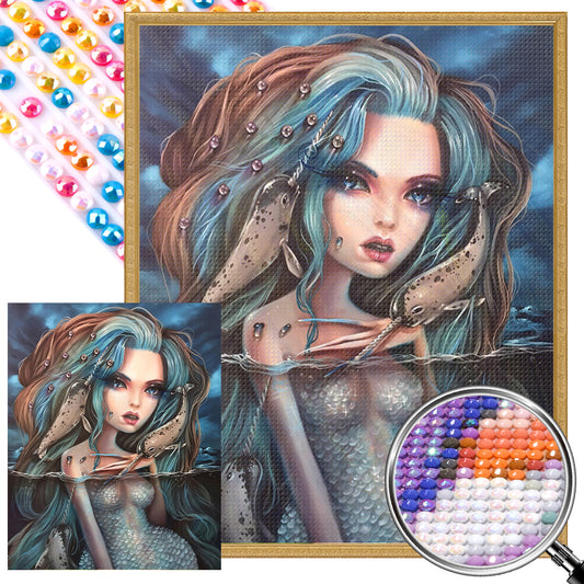 Sad Mermaid And Narwhal - Full AB Dril Round Diamond Painting 40*50CM