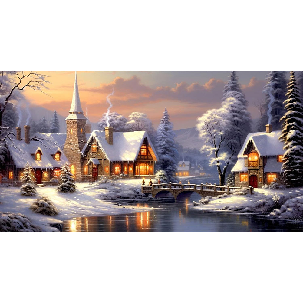 Snow Village - Full Square Drill Diamond Painting 75*40CM