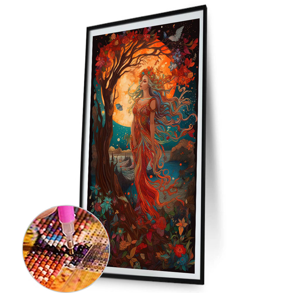 Beauty Under The Moon - Full AB Dril Round Diamond Painting 40*70CM