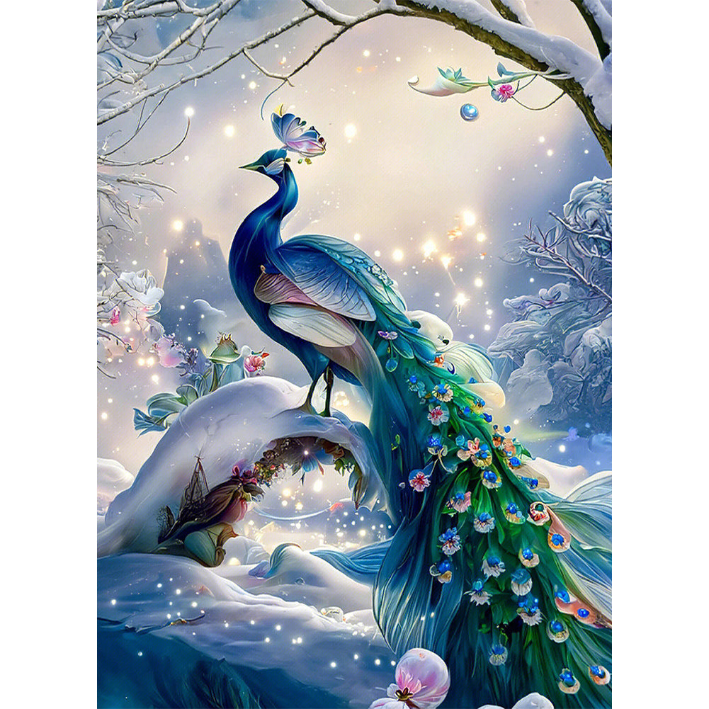 Peacock - Full AB Dril Round Diamond Painting 40*55CM