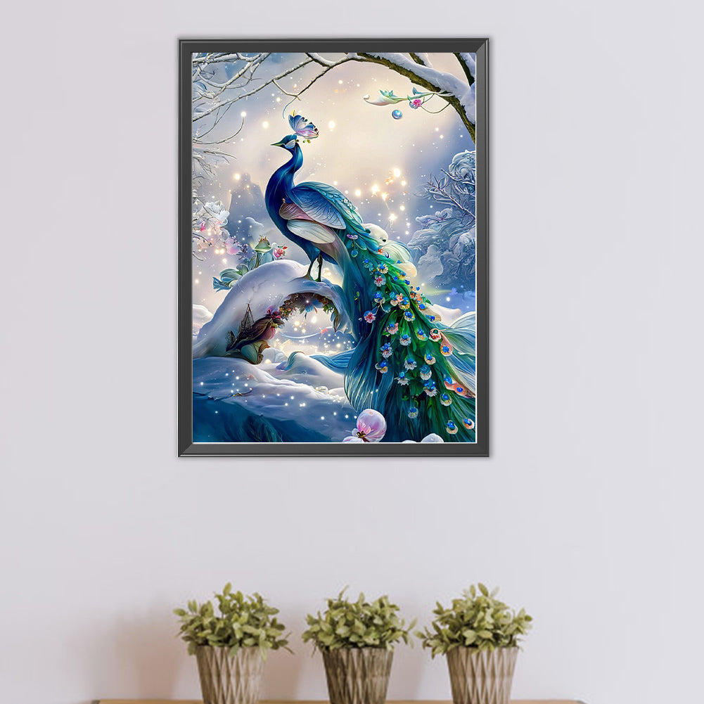 Peacock - Full AB Dril Round Diamond Painting 40*55CM