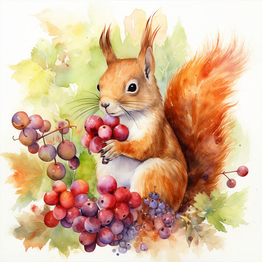 Autumn Squirrel - Full Round Drill Diamond Painting 30*30CM