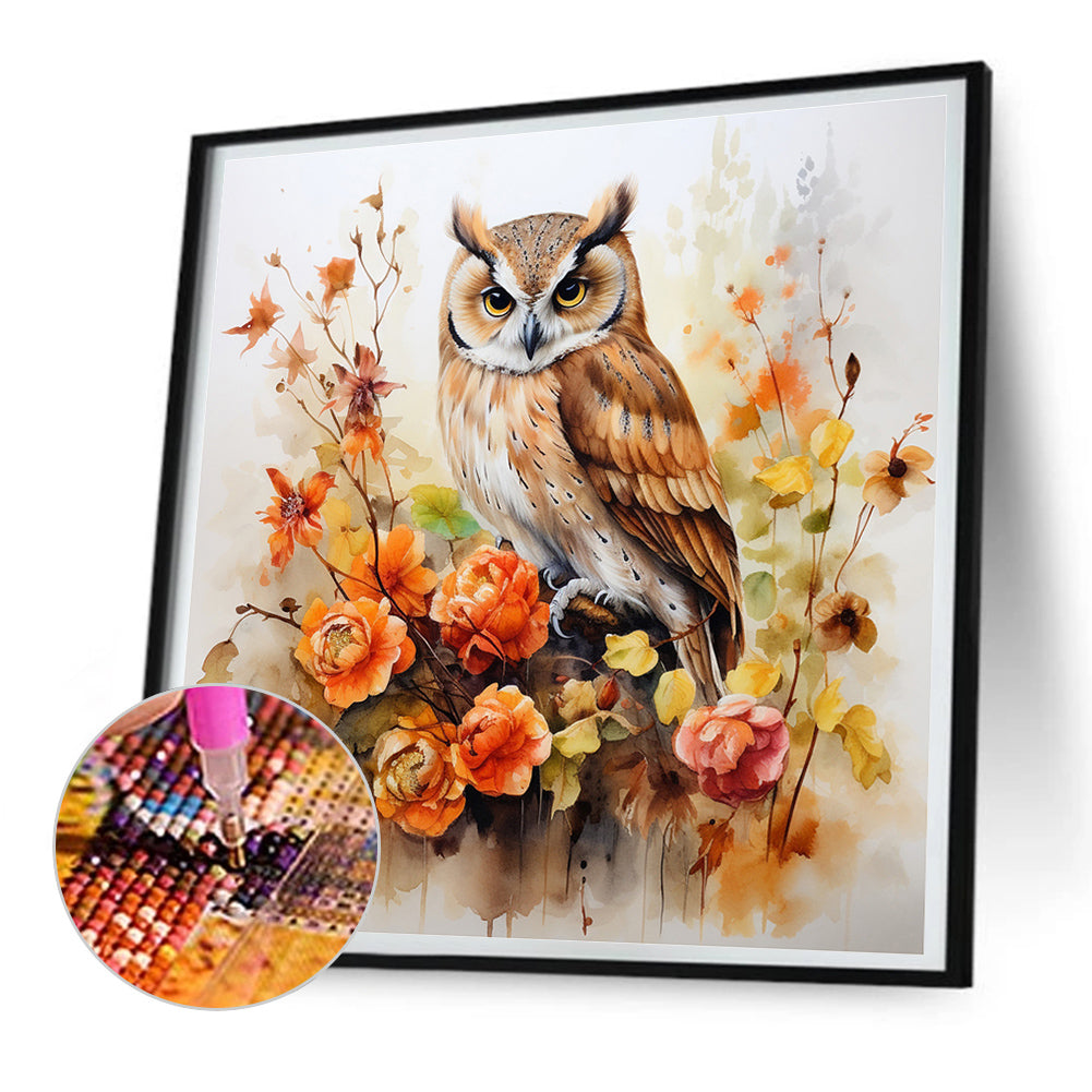 Autumn Owl - Full Round Drill Diamond Painting 30*30CM