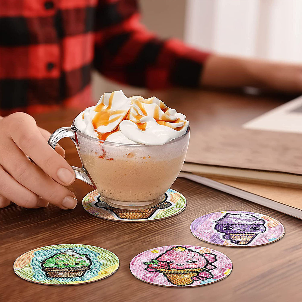 8PCS Special Shape Diamond Painting Art Coaster Kit (Cool Ice Cream)