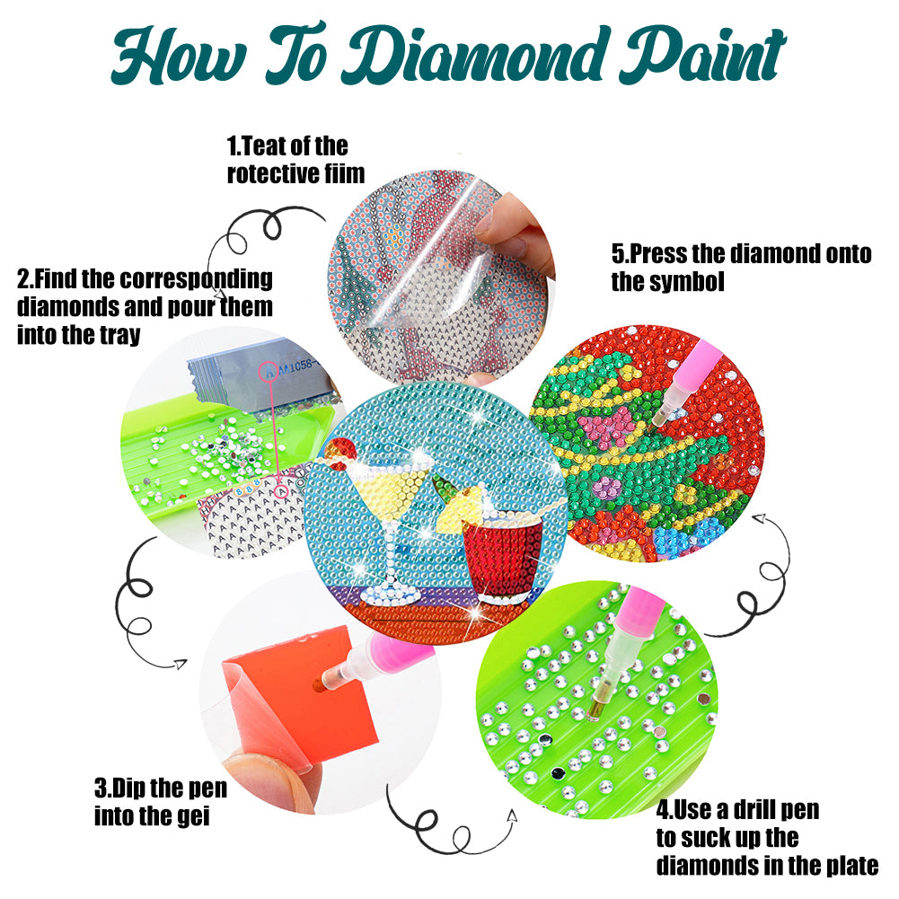 8PCS Special Shape Diamond Painting Art Coaster Kit (Beach Holiday)