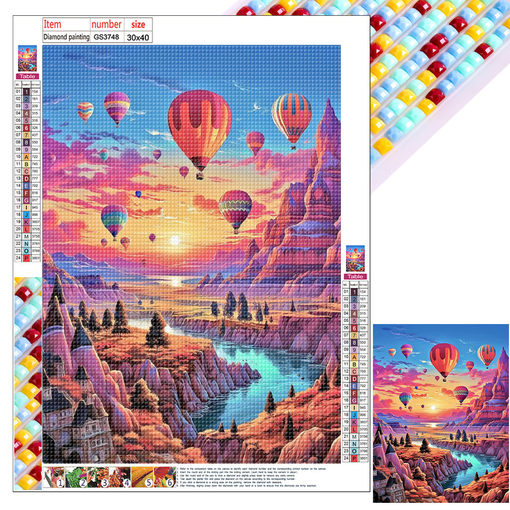 Mountain Hot Air Balloon - Full Square Drill Diamond Painting 30*40CM