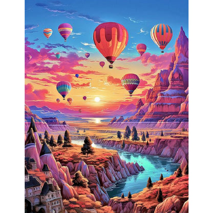 Mountain Hot Air Balloon - Full Square Drill Diamond Painting 30*40CM