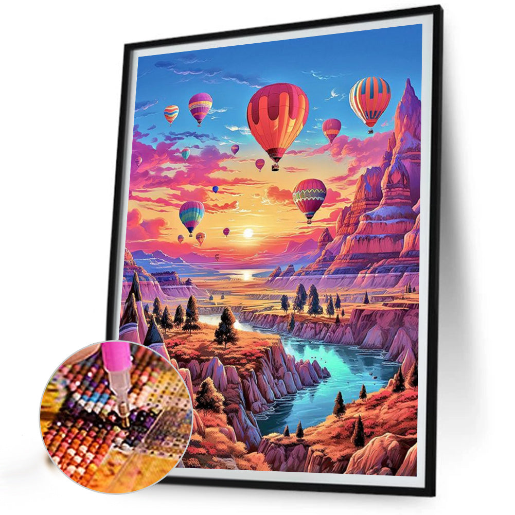 Mountain Hot Air Balloon - Full Square Drill Diamond Painting 30*40CM
