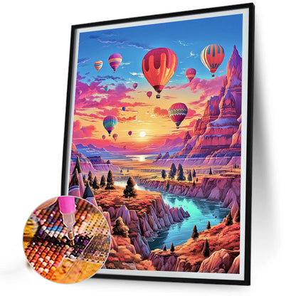 Mountain Hot Air Balloon - Full Square Drill Diamond Painting 30*40CM