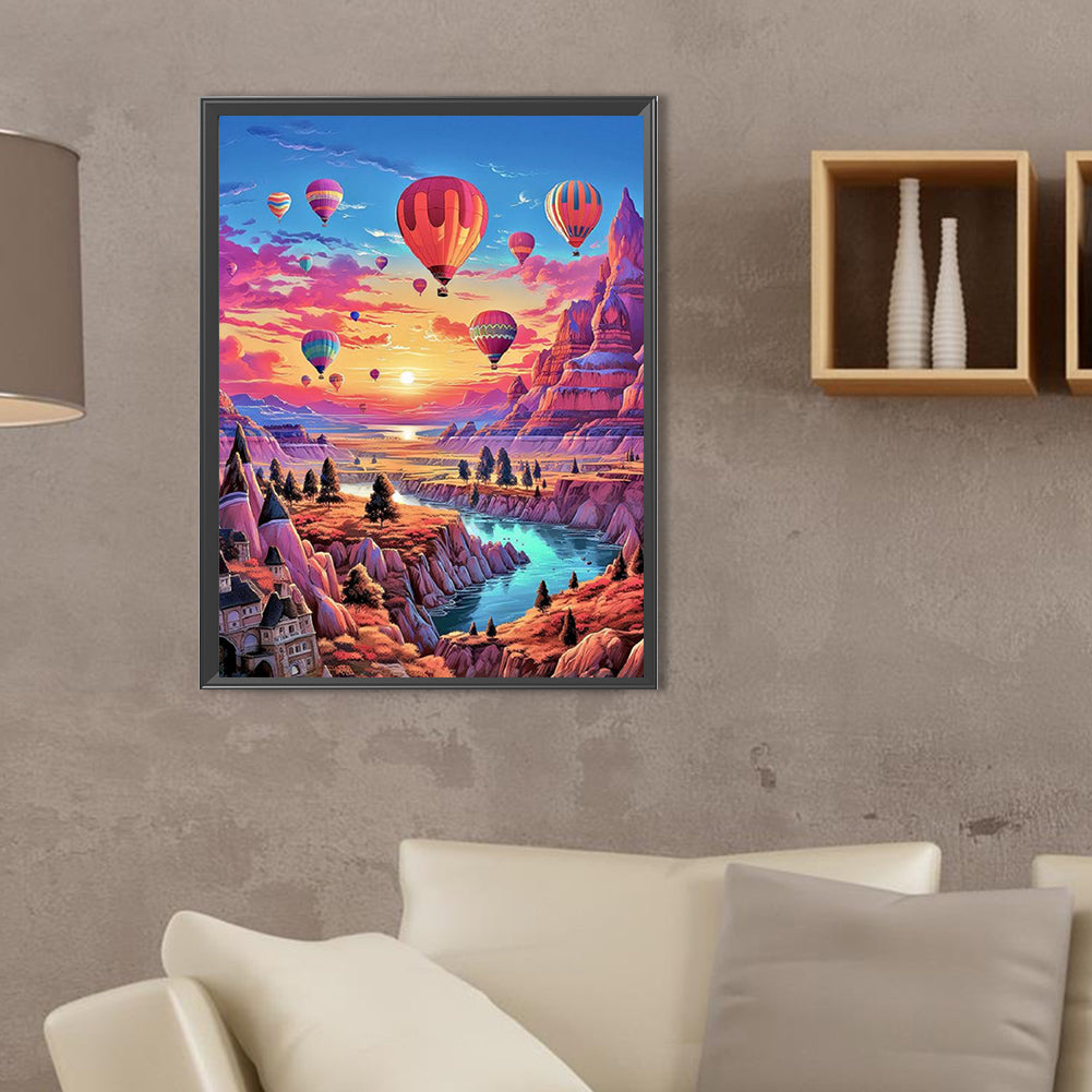 Mountain Hot Air Balloon - Full Square Drill Diamond Painting 30*40CM