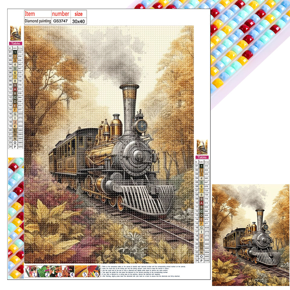 Woods Train - Full Square Drill Diamond Painting 30*40CM