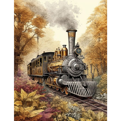 Woods Train - Full Square Drill Diamond Painting 30*40CM