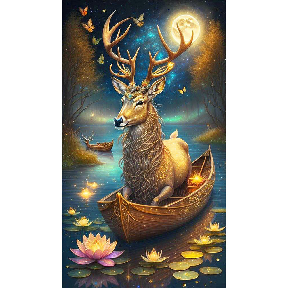 Deer On The Boat - Full Round Drill Diamond Painting 40*70CM