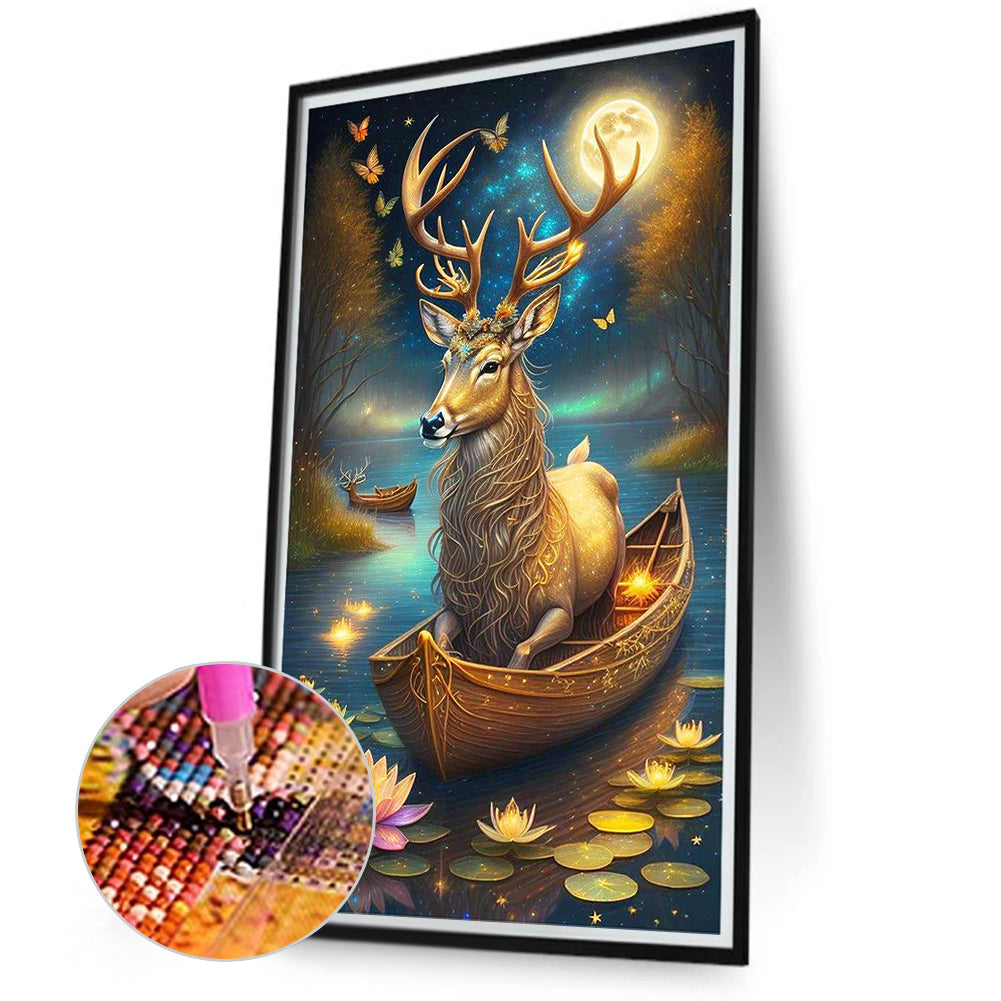 Deer On The Boat - Full Round Drill Diamond Painting 40*70CM