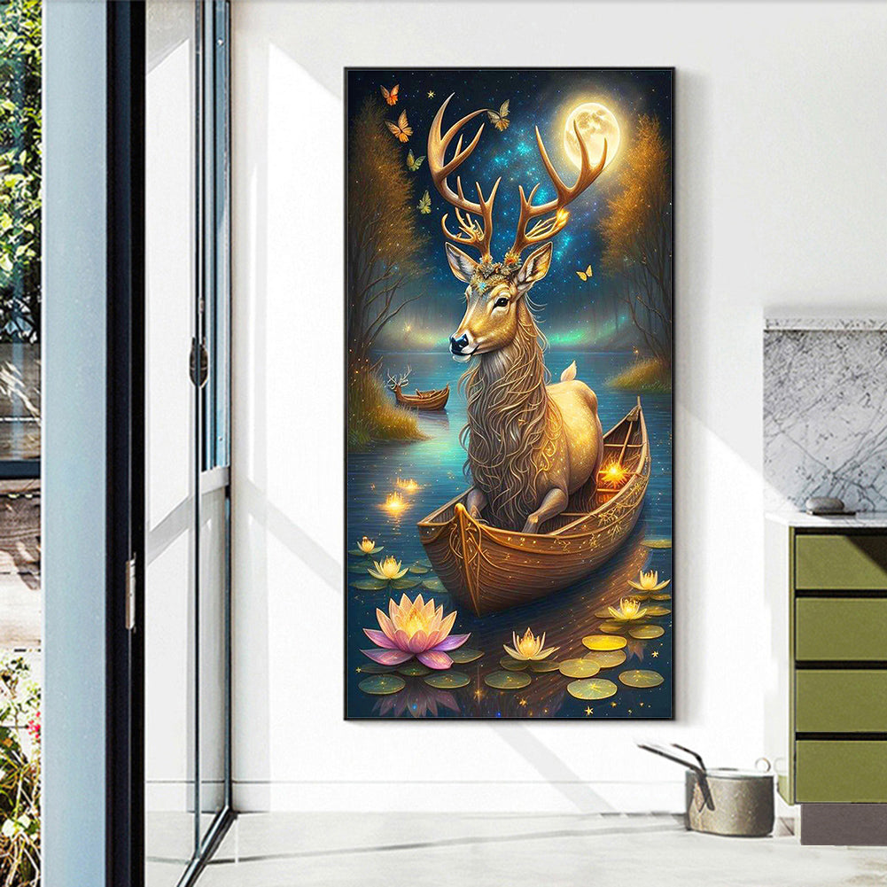 Deer On The Boat - Full Round Drill Diamond Painting 40*70CM