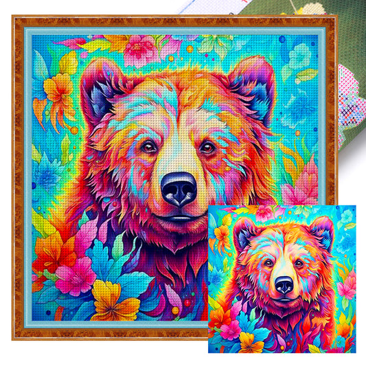 Colorful Bear - 11CT Stamped Cross Stitch 40*40CM