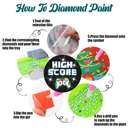 8PCS Acrylic Special Shape Diamond Painting Coasters Kits (Games)